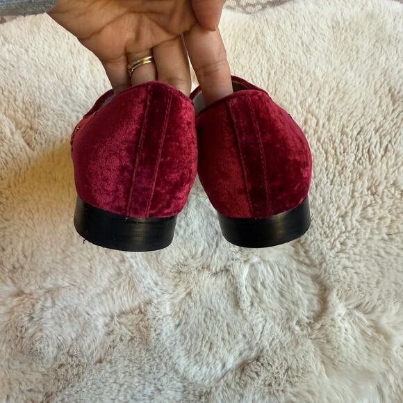 Donald Pliner Velvet Studded Jeweled Burgundy Red Loafers Slip On Size 9M - Picture 7 of 7